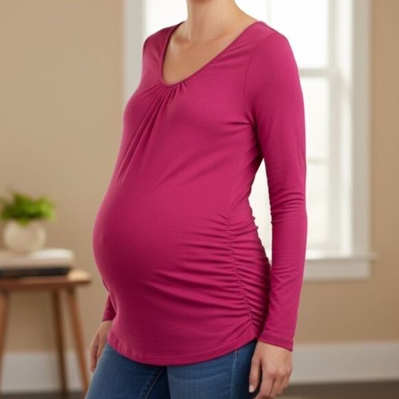 Motherhood Tops - Motherhood Fuchsia Long Sleeve Maternity Top s p ch